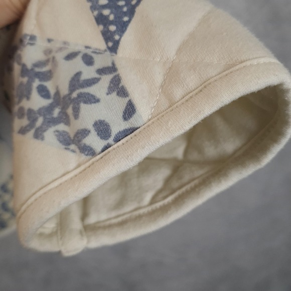 Z Supply Quilted Jacket Womens Medium White Blue Floral Patchwork Snap Pockets - Picture 5 of 16